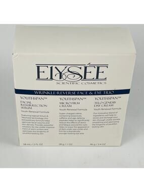 Elysee Scientific Cosmetics Wrinkle-Reverse Face & Eye Trio. New in Box